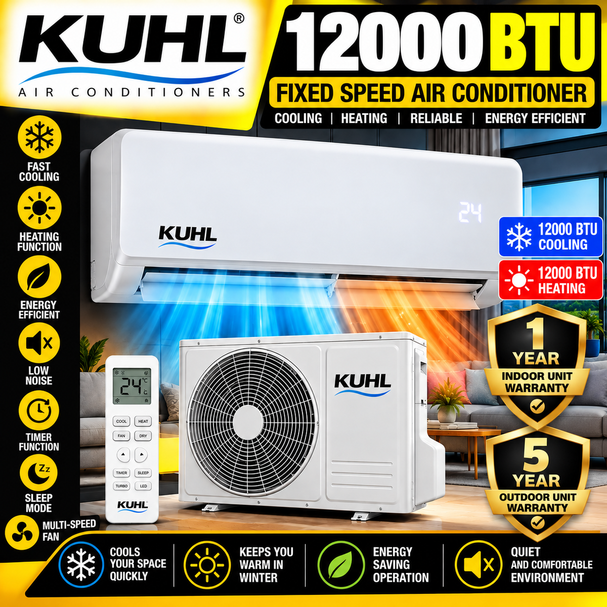 KUHL 12,000 BTU Fixed-Speed Air Conditioner