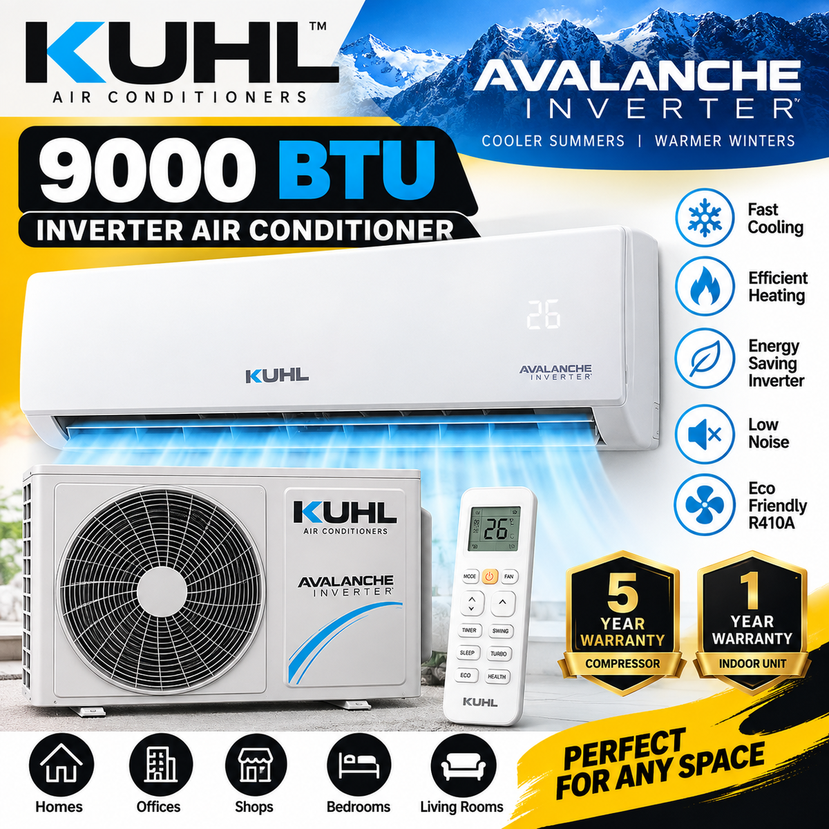 KUHL 9,000 BTU Avalanche Inverter Air Conditioner
