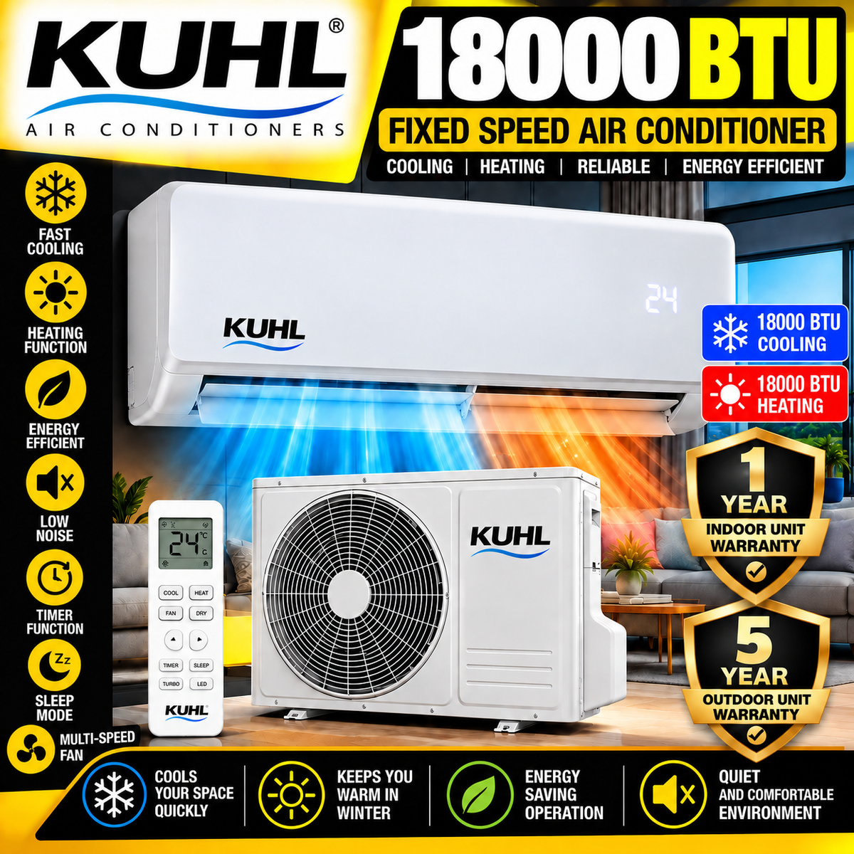 KUHL 18,000 BTU Fixed-Speed Air Conditioner