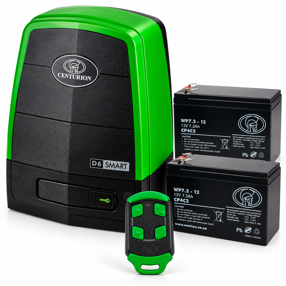 Centurion D6 Smart Sliding Gate Motor Kit with 2 Batteries and 4-Button Remote