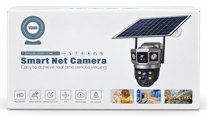 Solar WiFi Security Camera – Multi-Lens PTZ CCTV Camera with Night Vision