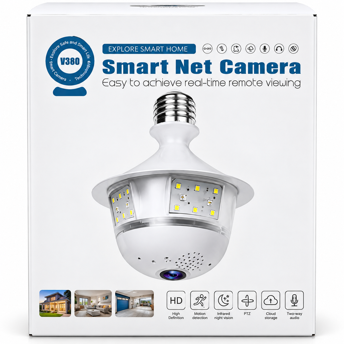 Smart Bulb WiFi Security Camera – 360° Panoramic CCTV with Night Vision