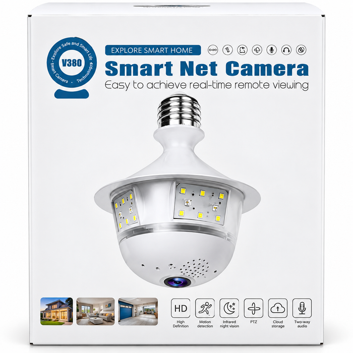 Smart Bulb WiFi Security Camera – 360° Panoramic CCTV with Night Vision