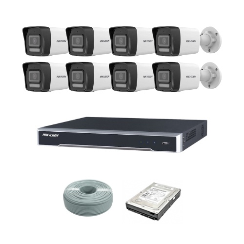 Hikvision 8 Channel CCTV 4MP IP  Camera Kit with 8 Cameras, DVR, Cable and Hard Drive
