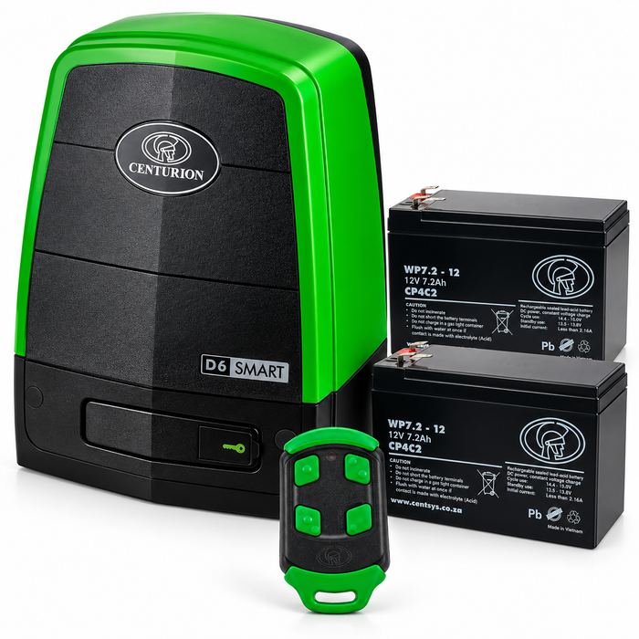Centurion D6 Smart Sliding Gate Motor Kit with 2 Batteries and 4-Button Remote